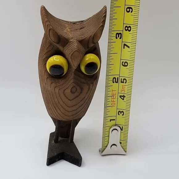 Vintage Owl Collection Otagiri Stoneware Bronze Pair Cryptomeria Wood Figurine - Picture 5 of 16